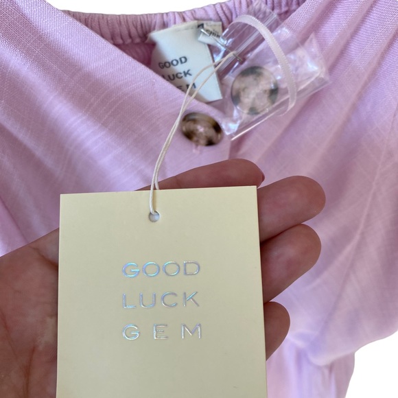 NWT GOOD LUCK GEM Button Front Sleeveless Midi Dress Baby Pink Size M - Picture 8 of 8